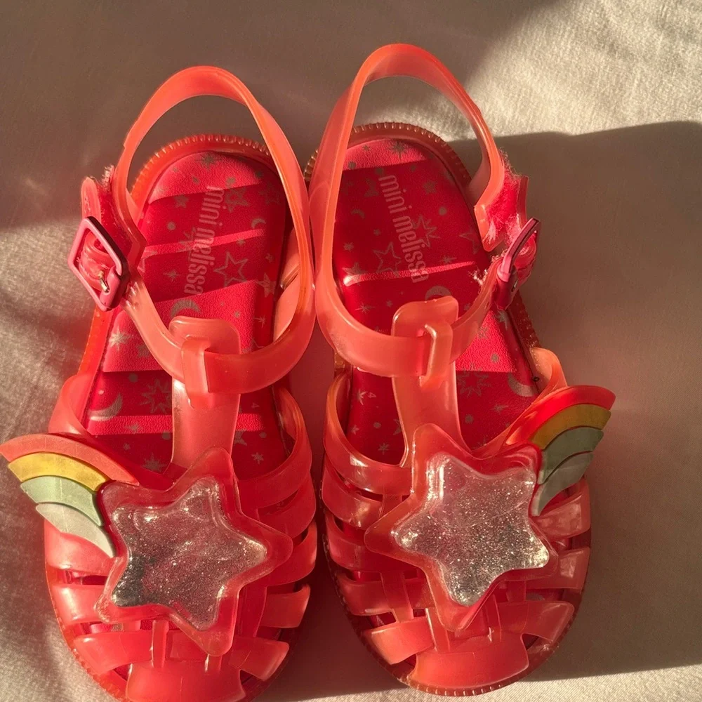 Mini Melissa Kids Orange Star Sandals